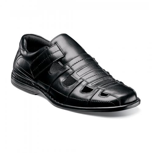Stacy Adams "Belmar" Black Faux Leather Sandals 24960.
